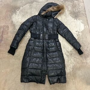 RUDSAK Black Puffer Jacket with Fur Trim maxi